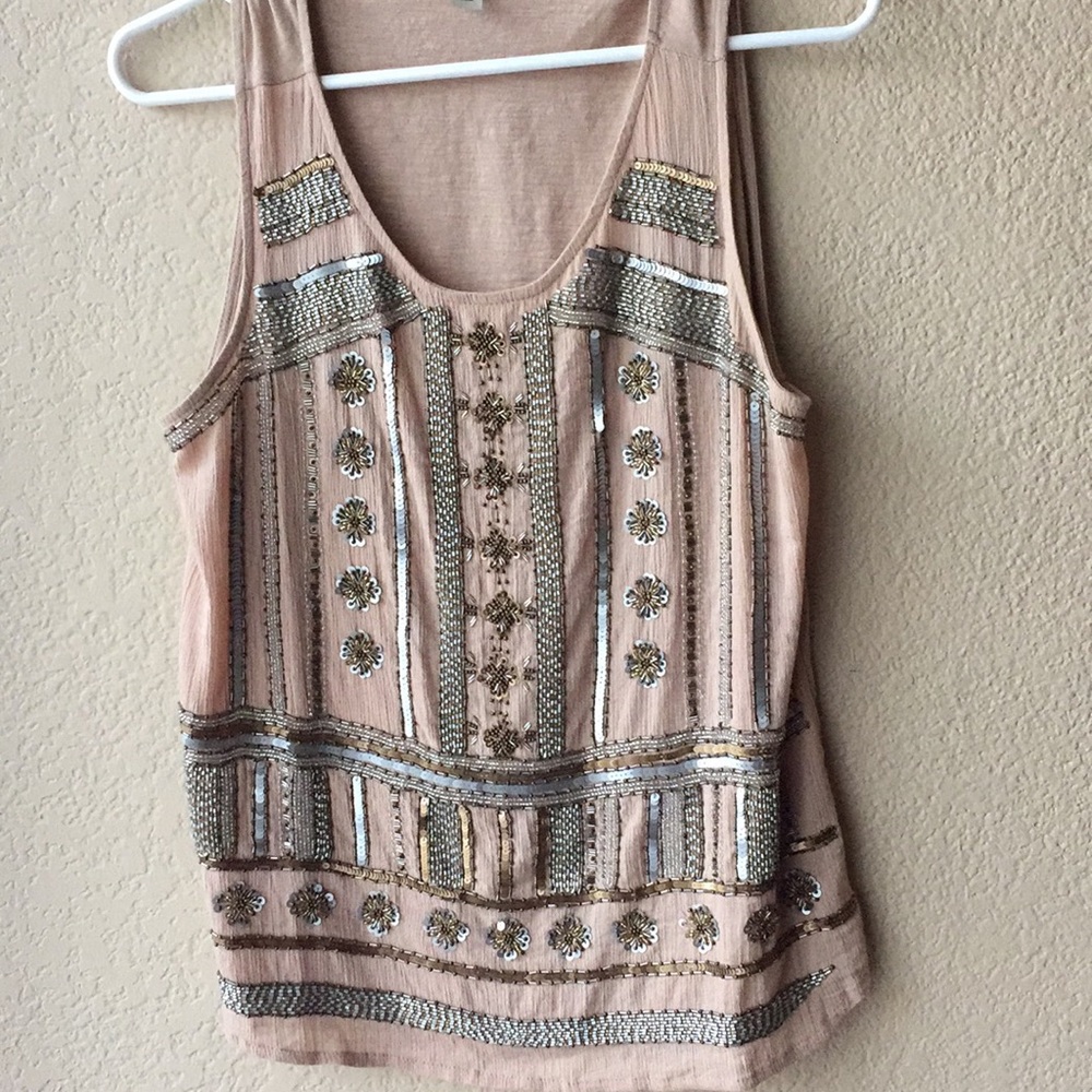 NWOT Lucky Brand Boho Beaded Top - Picture 2 of 5